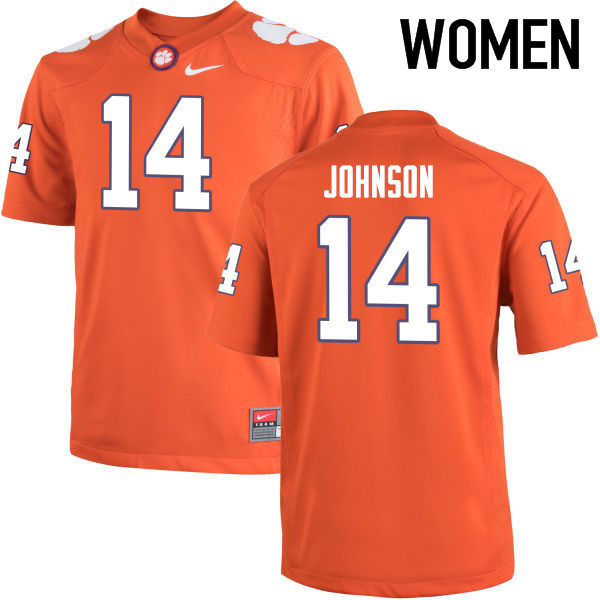 Women Clemson Tigers #14 Denzel Johnson College Football Jerseys-Orange - Click Image to Close
